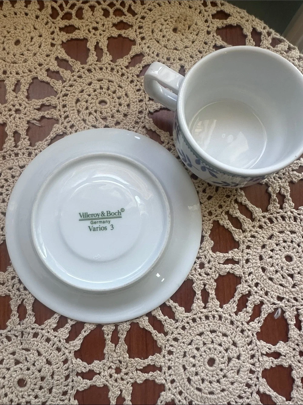 Villeroy & Boch Varios 3 Porcelain Cup & Saucer Set Blue Green White Germany